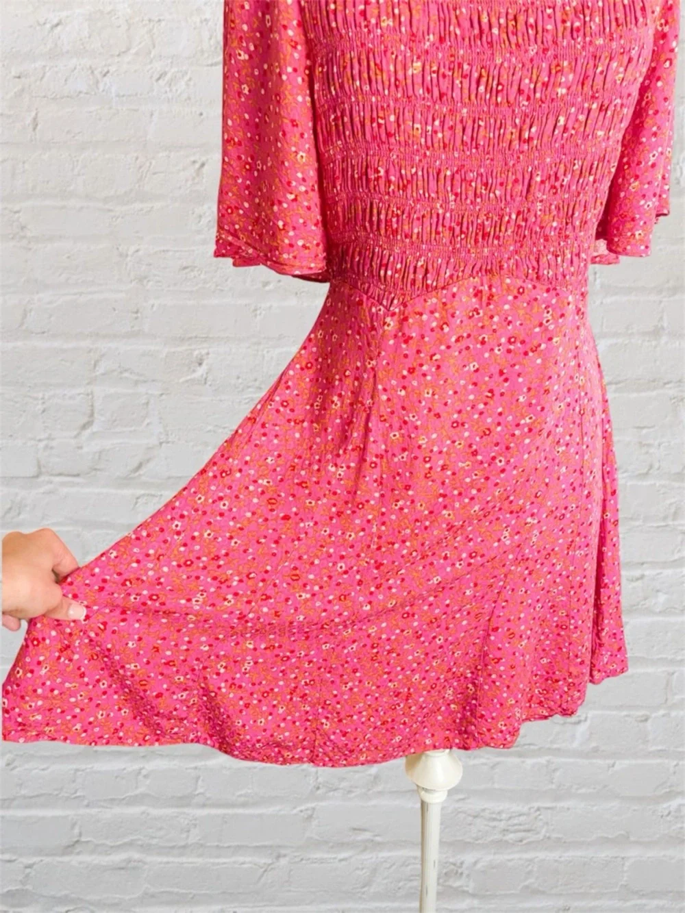 Free People Florence Lace Up Back Floral Mini Dress